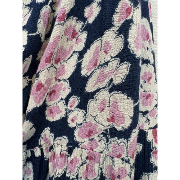 Abercrombie & Fitch Womens Floral Flowy Dress S Navy Pink White Elastic Waist Sm - Picture 6 of 16